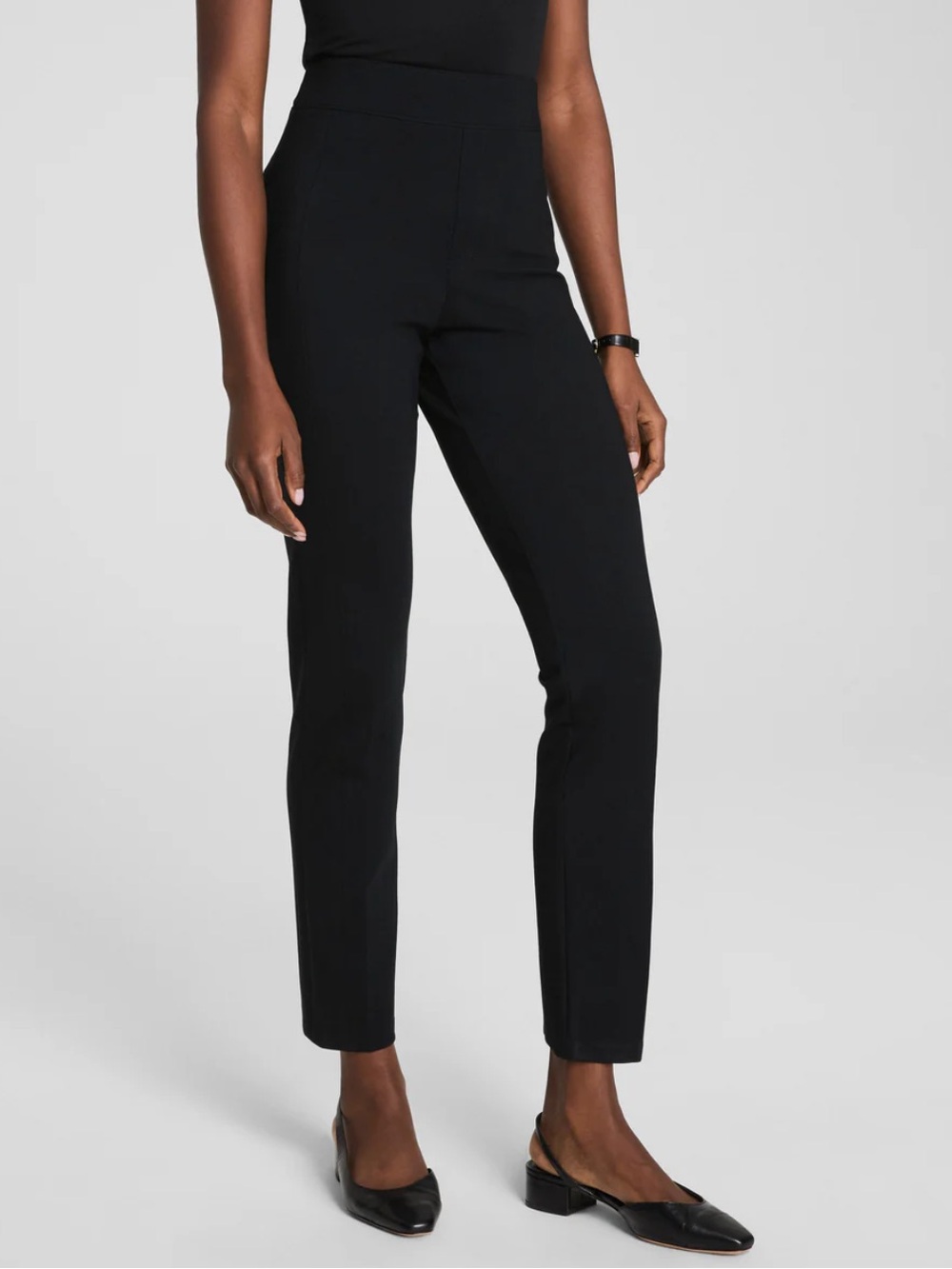 Spanx Supersmooth Perfect Fit Ponte Slim  Straight Leg Pant Classic Black Medium
